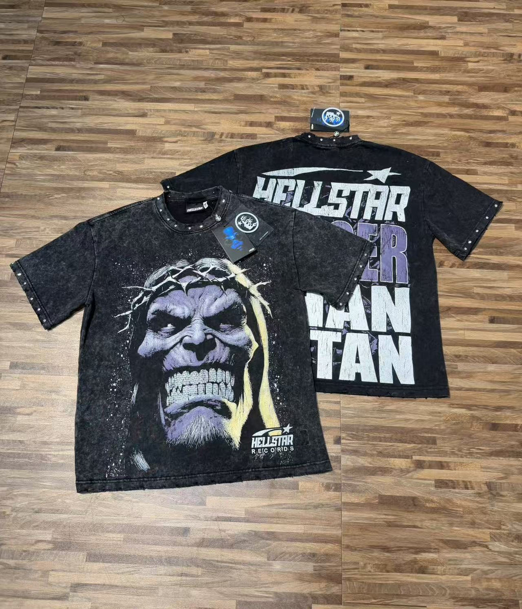 Hellstar Bigger Than Satan Studded Graphic T-Shirt — context