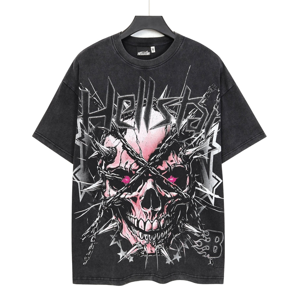 Hellstar Skull & Flame Washed Graphic T-Shirt — front