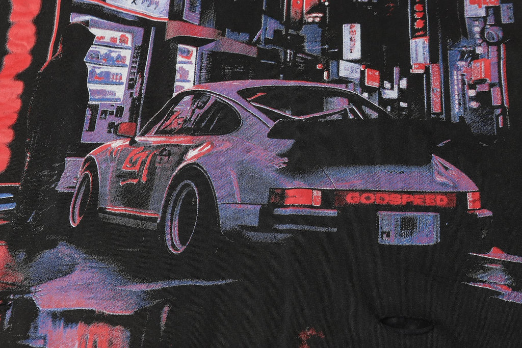 Godspeed City Car Rhinestone Graphic T-Shirt — detail