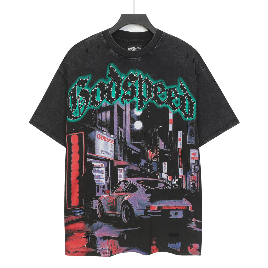 Godspeed City Car Rhinestone Graphic T-Shirt — hero