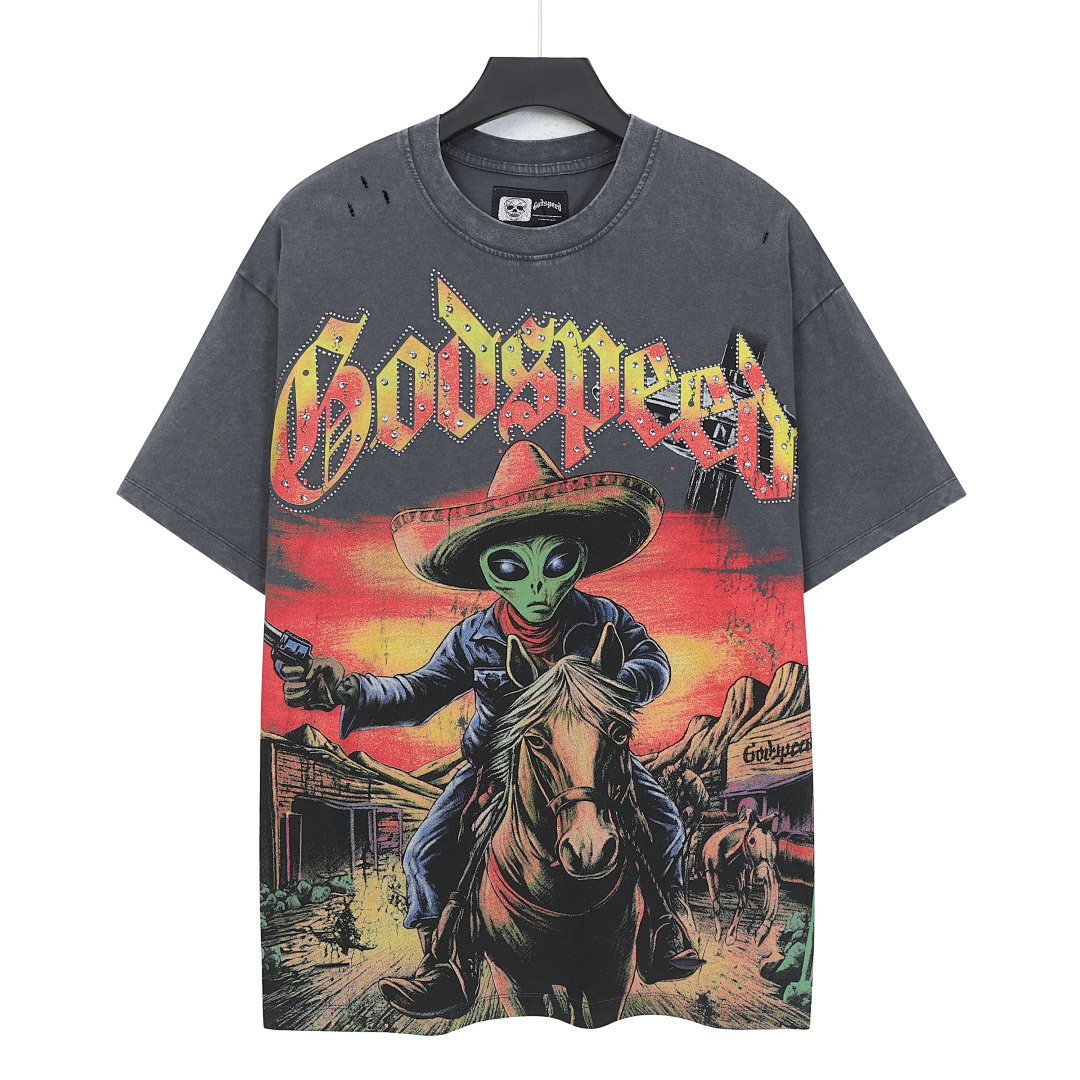 Godspeed Alien Cowboy Graphic T-Shirt — front