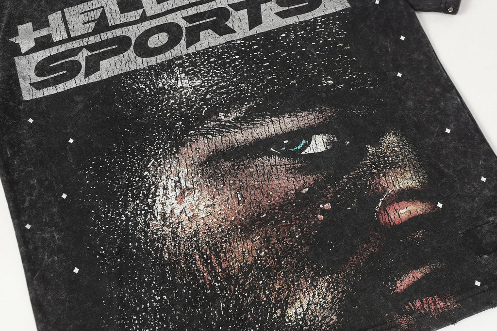 Hellstar Face & Flame Graphic T-Shirt — detail
