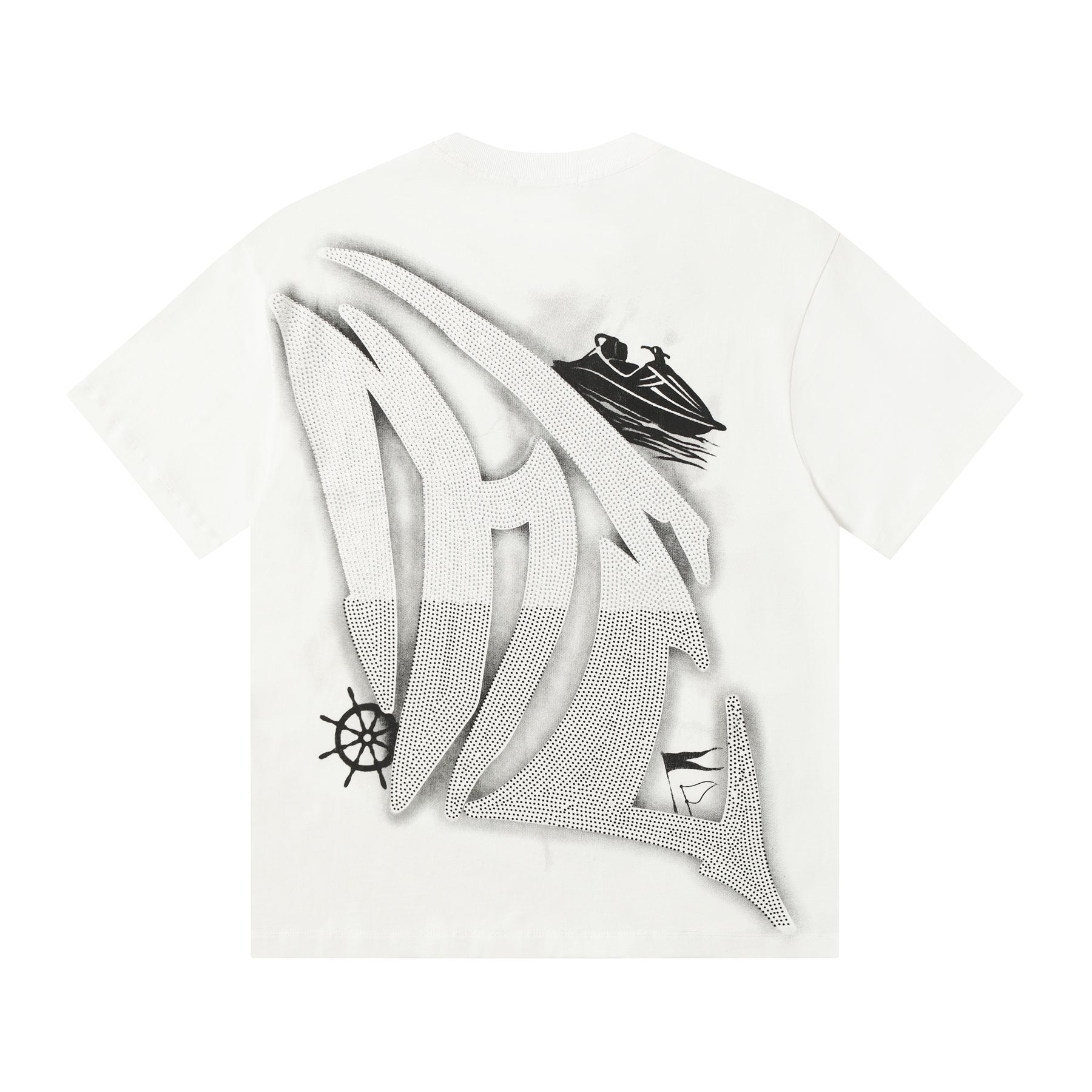 MIXED EMOTION Rhinestone Graphic T-Shirt — back
