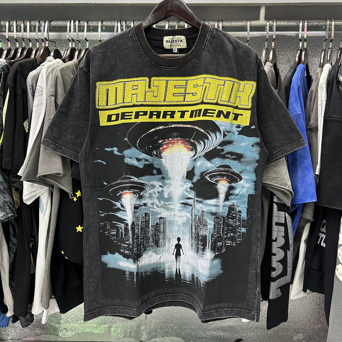 MAJESTIK 16 Department UFO Graphic T-Shirt — context