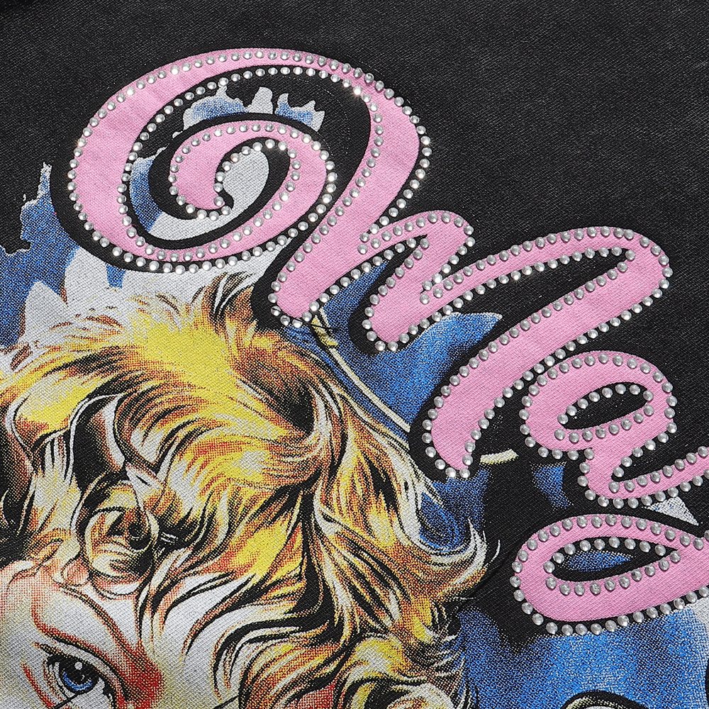 MAJESTIK We Are Friend Rhinestone Graphic T-Shirt — detail