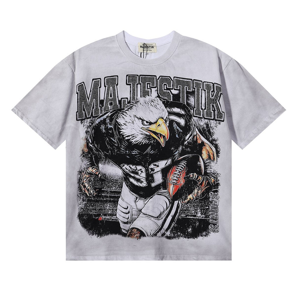 MAJESTIK Eagle Football Rhinestone Graphic T-Shirt — hero