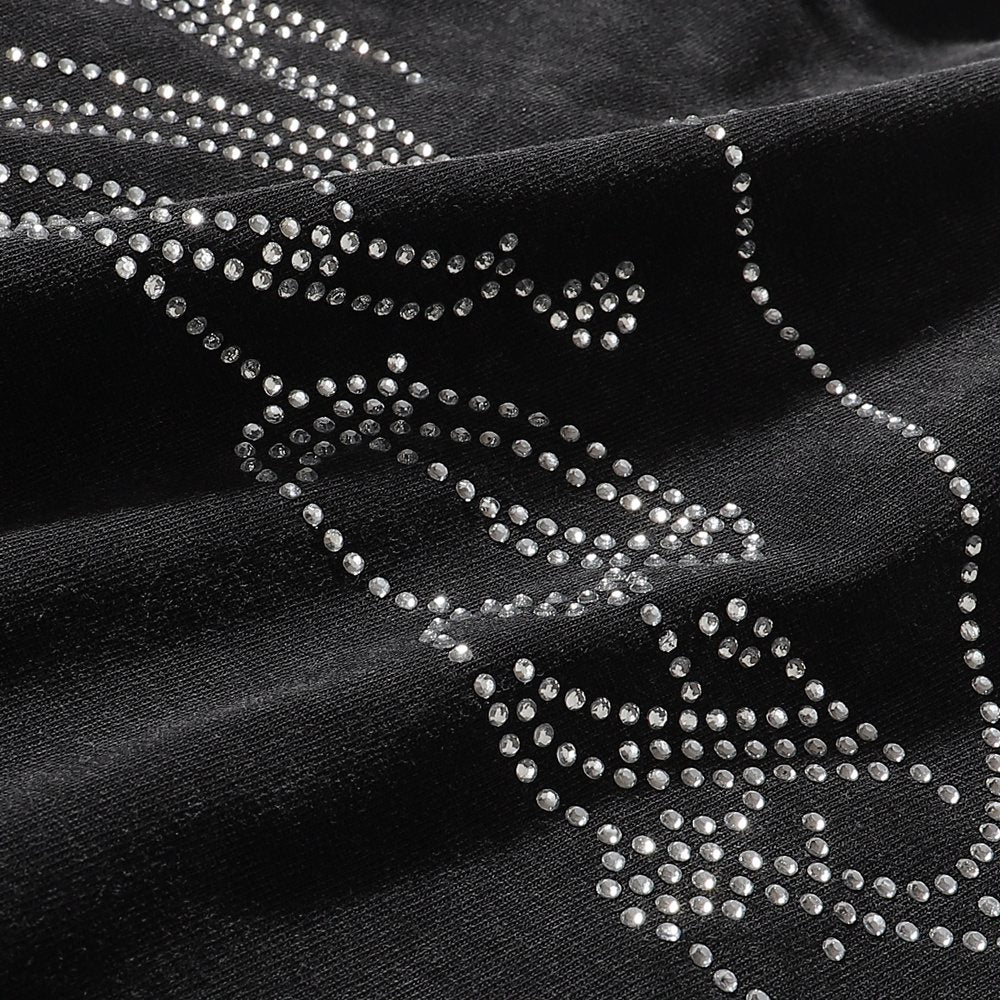 MAJESTIK Bulldog Football Rhinestone Cropped T-Shirt — detail