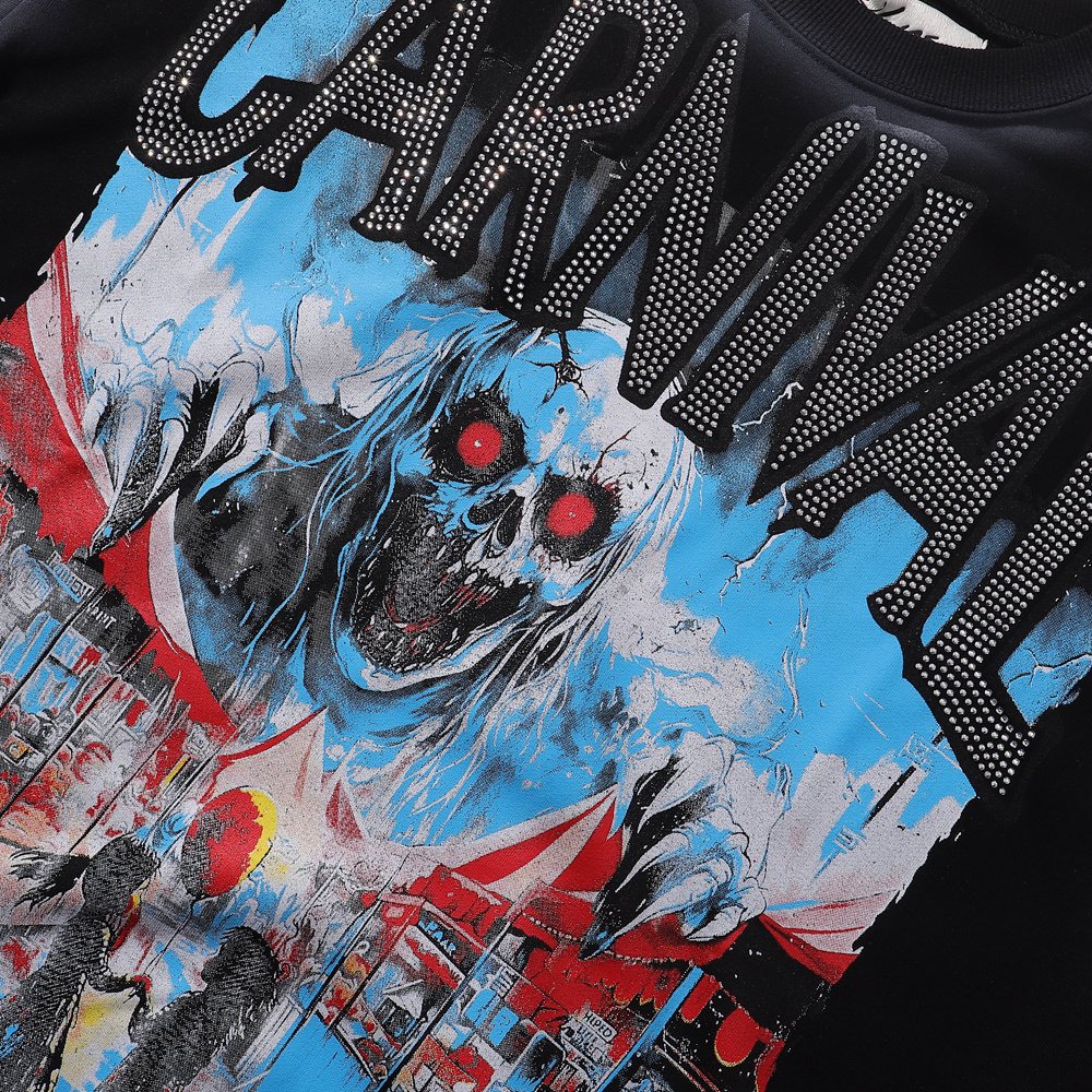 MAJESTIK Carnival Graphic Cropped T-Shirt — detail