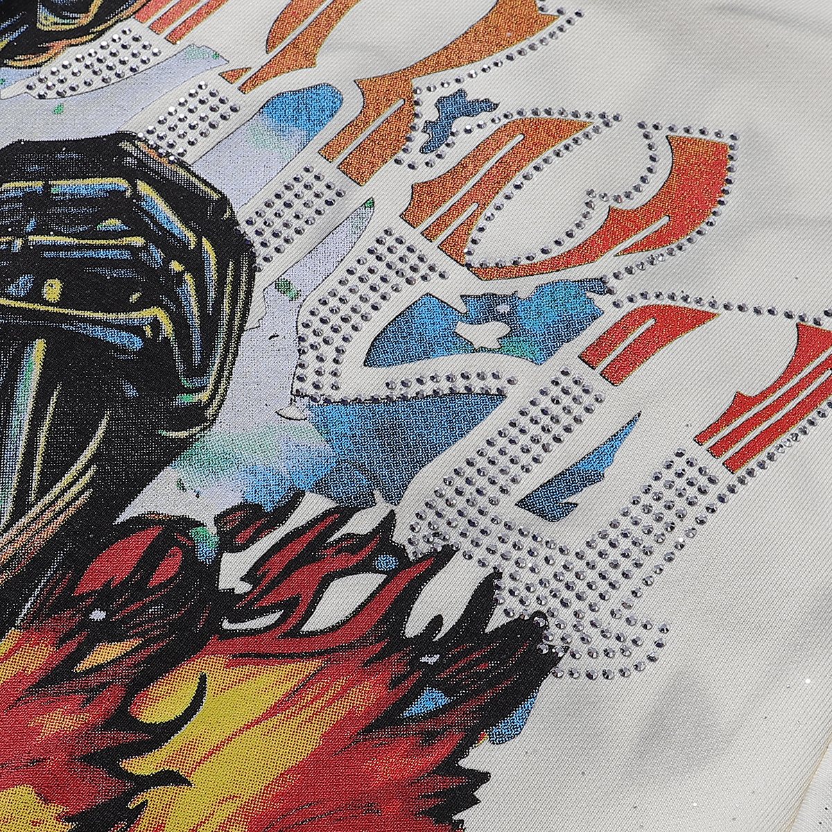 BKYS Revival Rhinestone Skeleton Car Cropped T-Shirt — detail