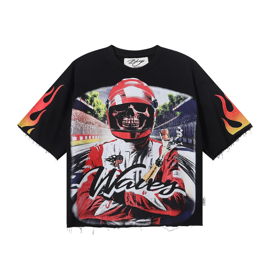 BKYS Revival Racing Skull Graphic Cropped T-Shirt — hero