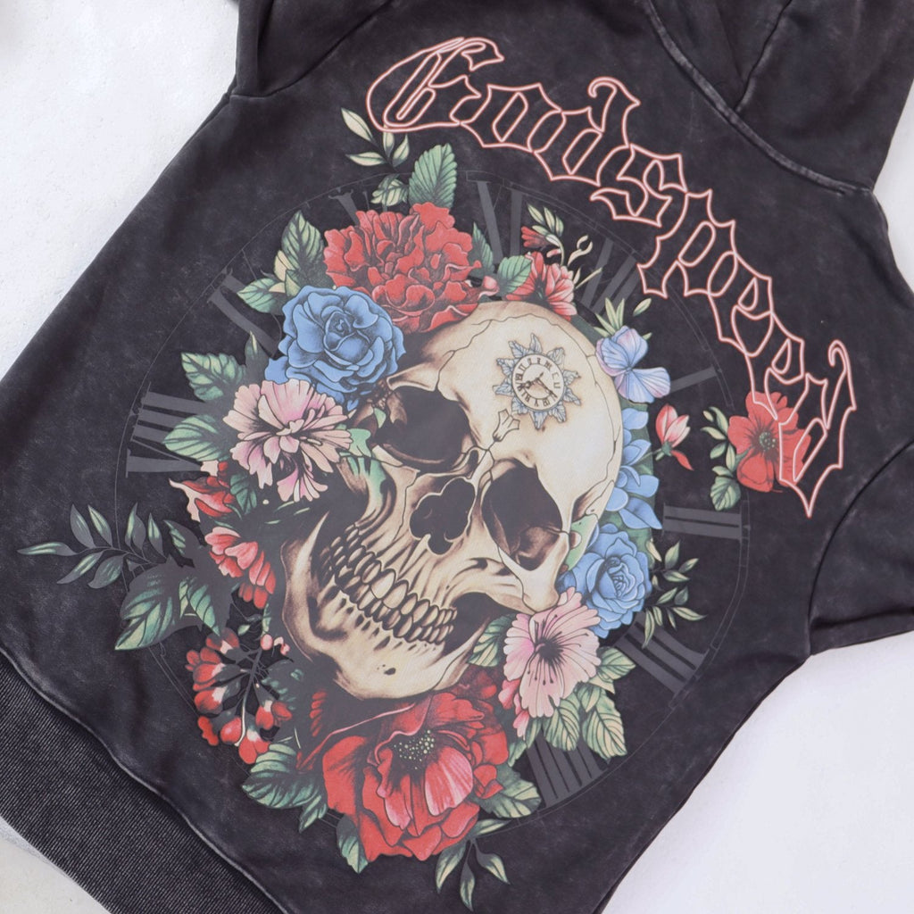 Godspeed Skull Rose Graphic Hoodie — back