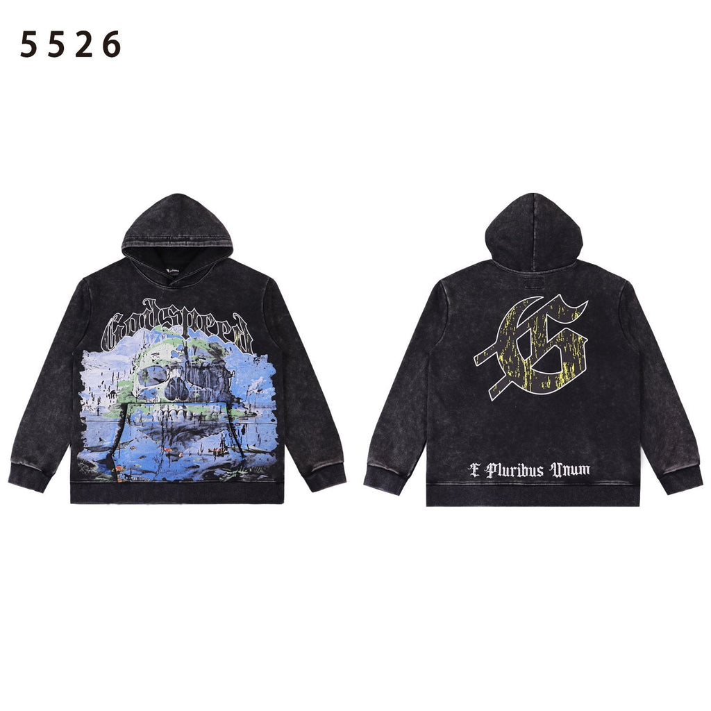 Godspeed E Pluribus Unum Skull Graphic Hoodie — hero