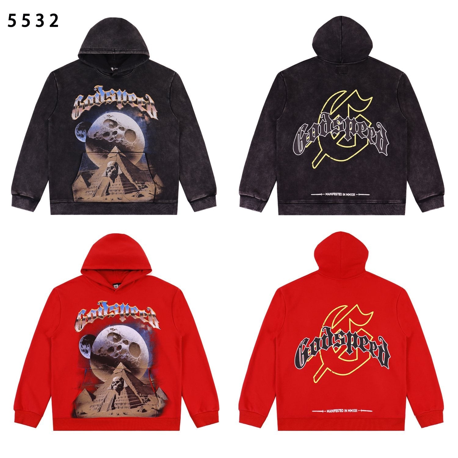 Godspeed Victory Toast Skull Graphic Hoodie — comparison