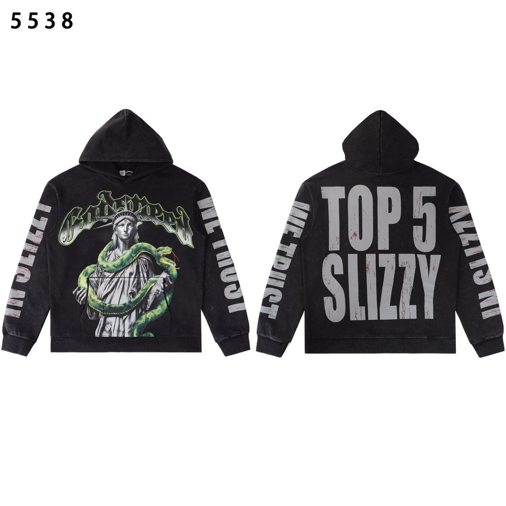 Godspeed Top 5 Slizzy Statue & Snake Graphic Hoodie — back