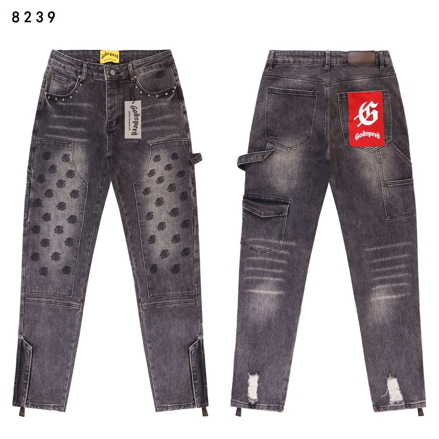 Godspeed Cargo Pocket Graphic Jeans — front