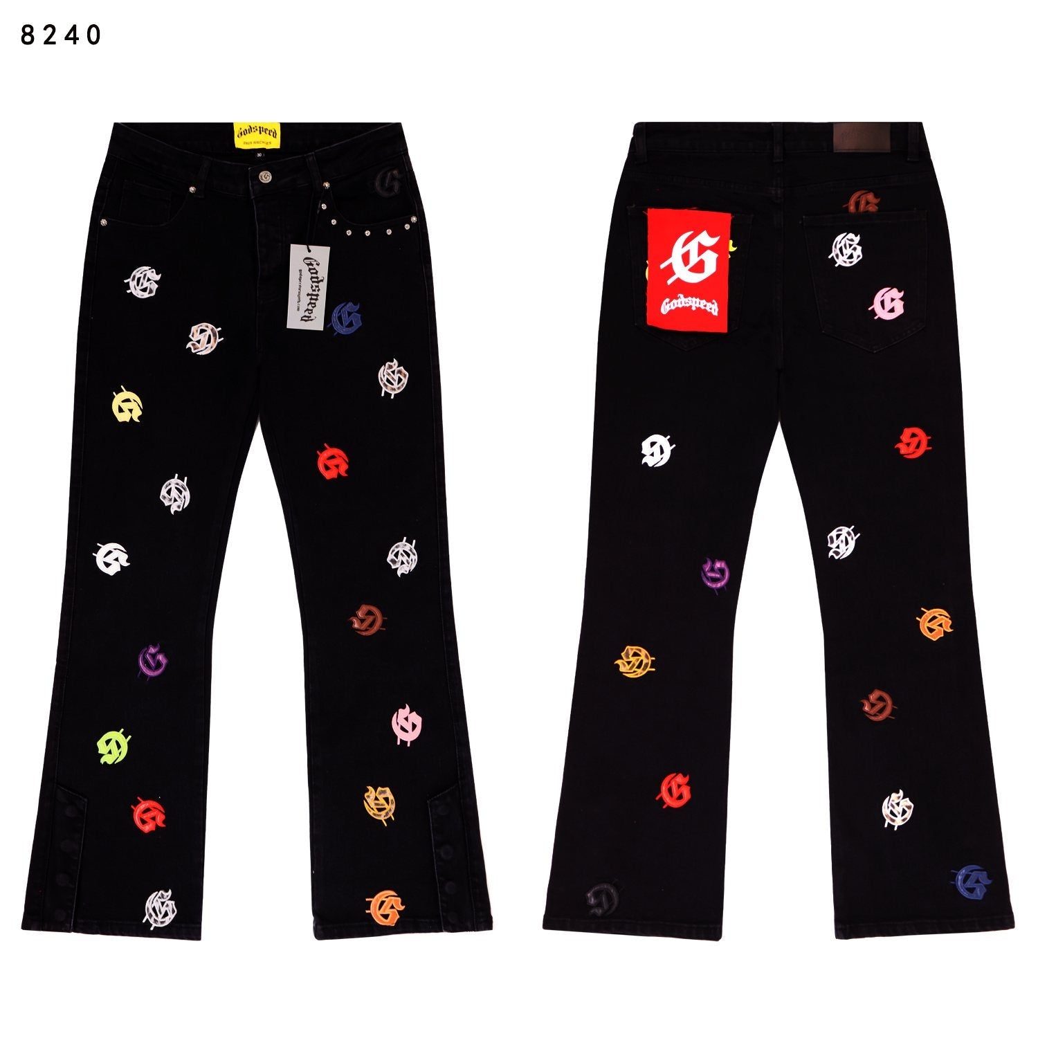 Godspeed Embroidered Flared Jeans — comparison