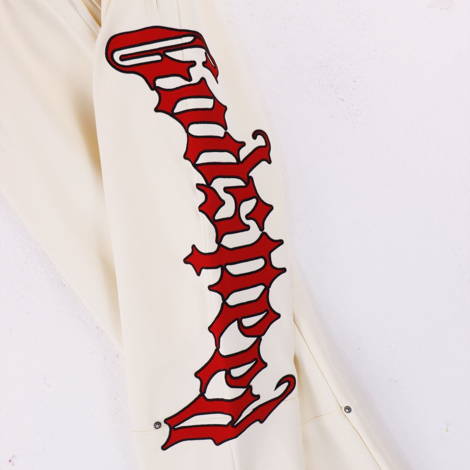 Godspeed Red Gothic Print Zip Hoodie Tracksuit Set — detail