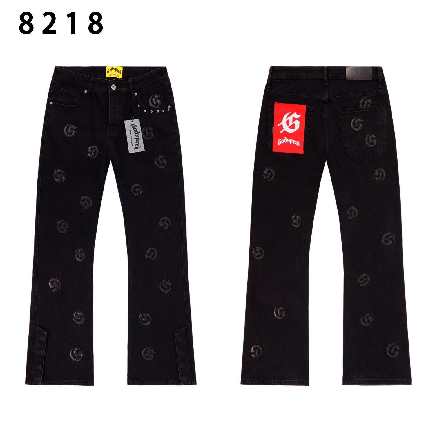 Godspeed Embroidered Washed Flared Jeans — front