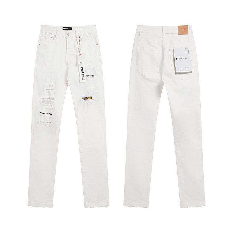 Purple Brand White Distressed Slim Jeans — hero