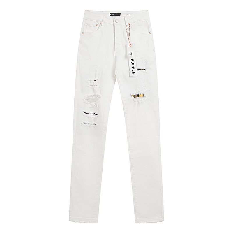 Purple Brand White Distressed Slim Jeans — front