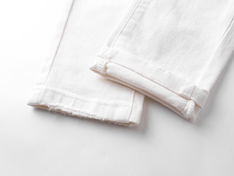 Purple Brand White Distressed Slim Jeans — detail