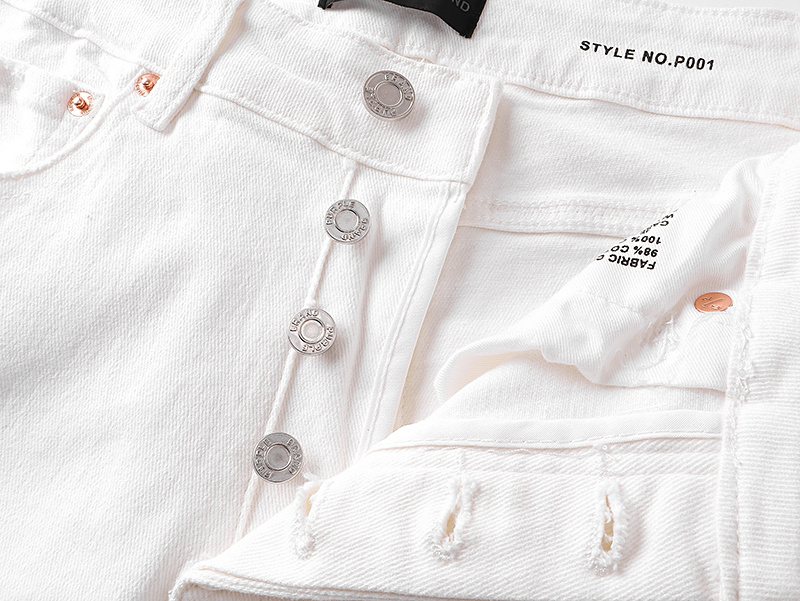 Purple Brand White Distressed Slim Jeans — detail