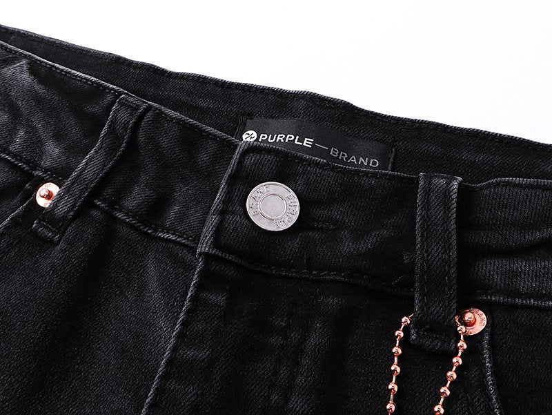 Purple Brand Black Paint-Splatter Distressed Jeans — neck_label