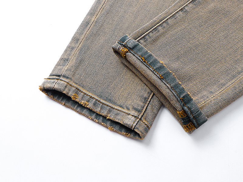 Purple Brand Light Blue Distressed Slim Tapered Jeans — detail