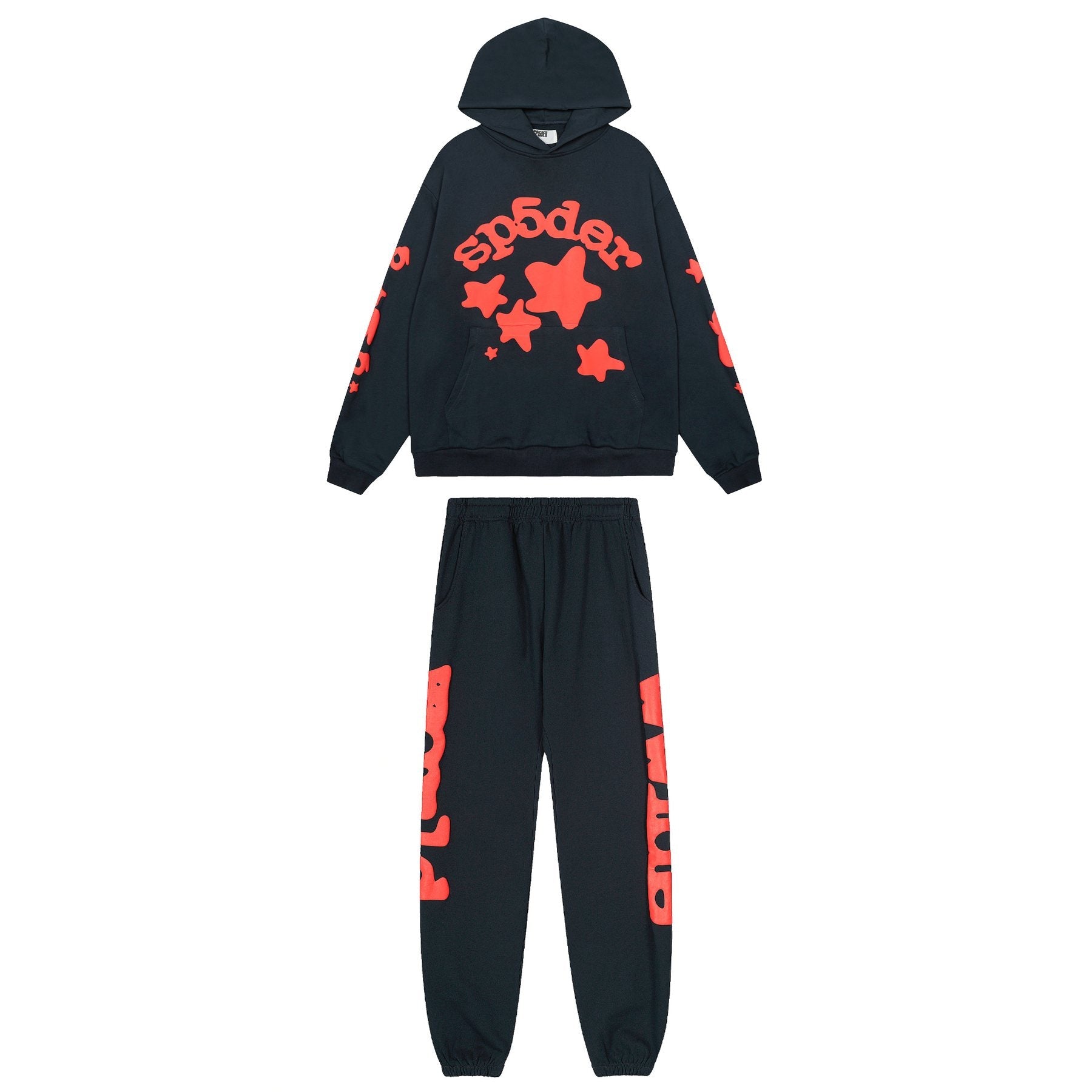Sp5der Graphic Hoodie & Jogger Matching Set — front