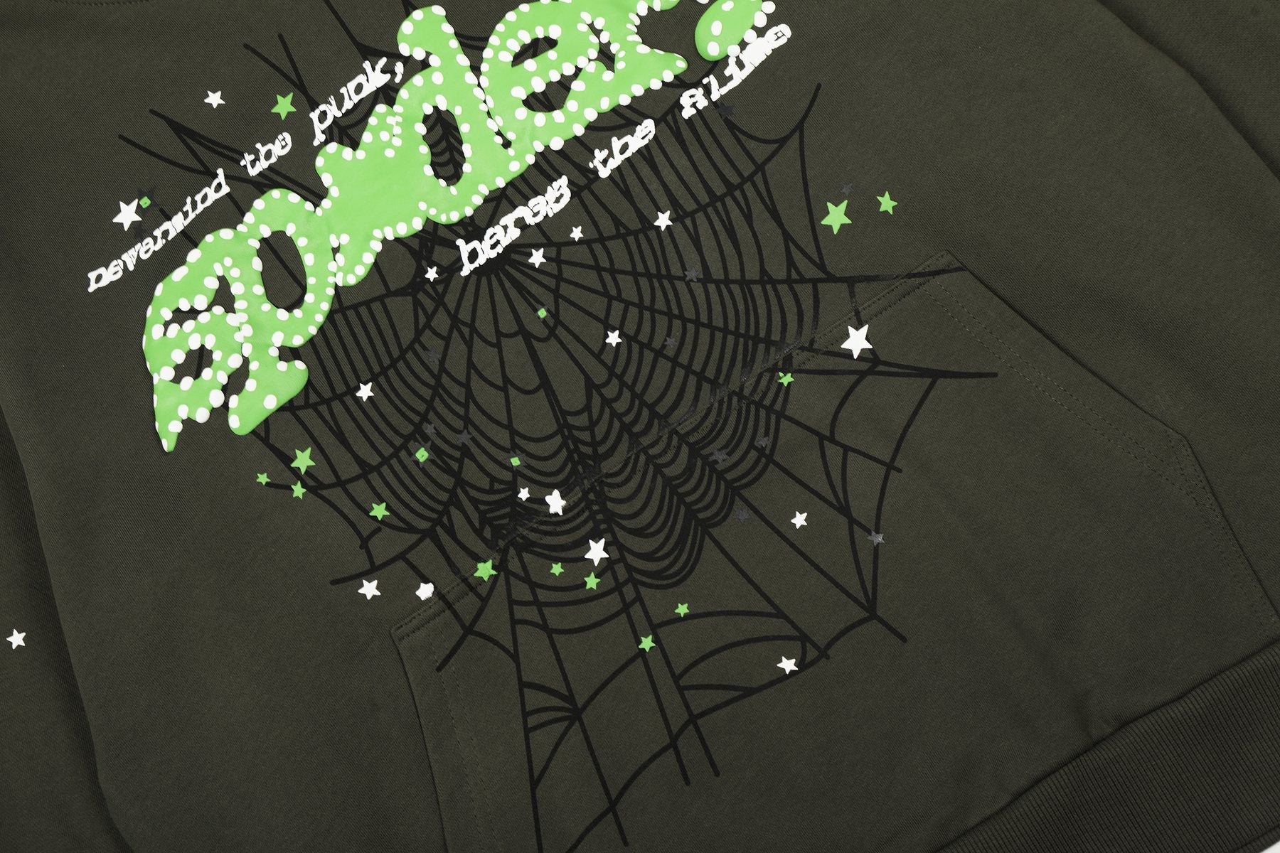 Sp5der Olive Green Spiderweb Graphic Matching Set — detail