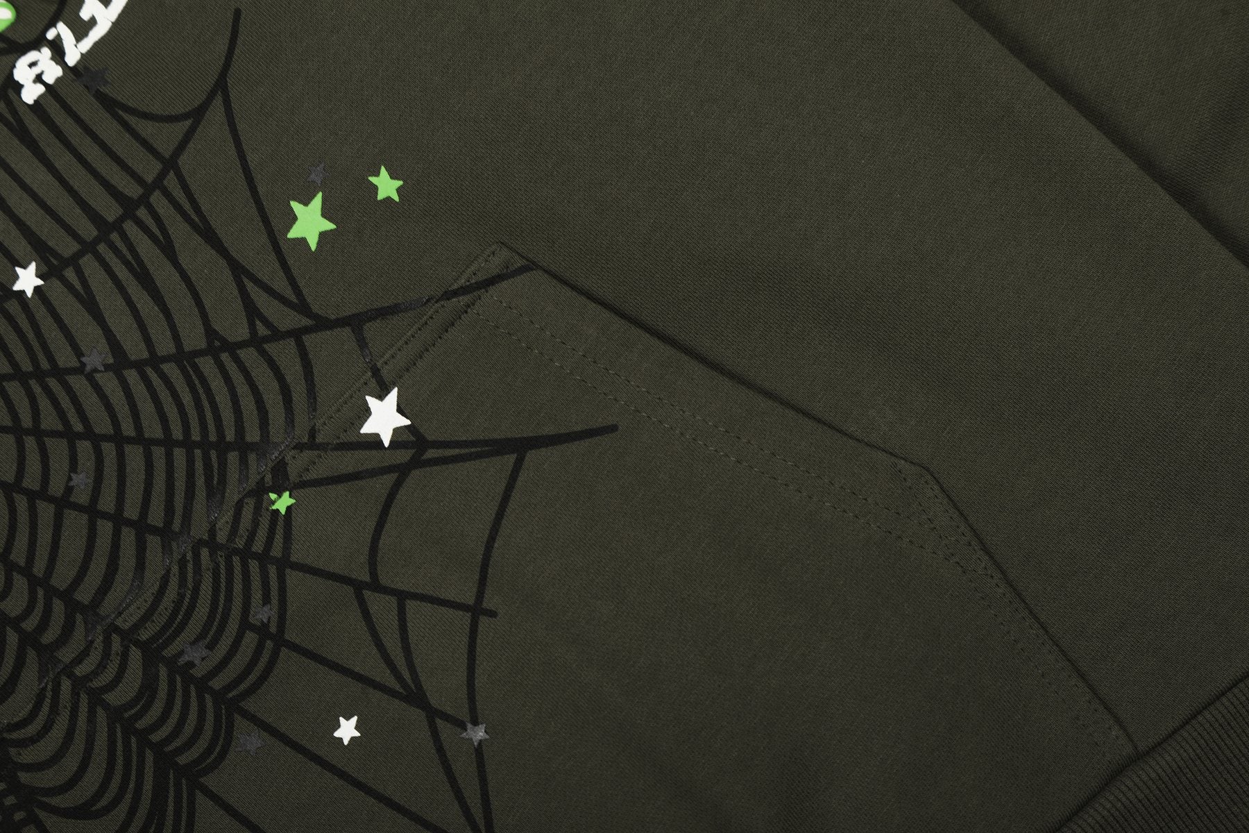 Sp5der Olive Green Spiderweb Graphic Matching Set — detail