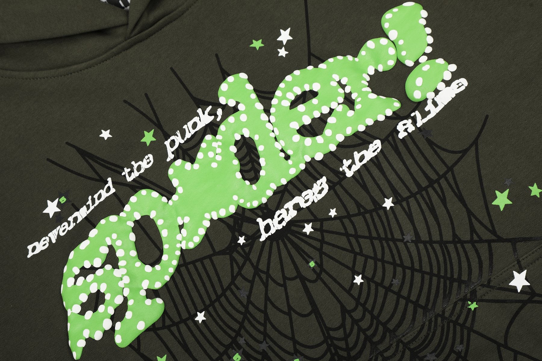 Sp5der Olive Green Spiderweb Graphic Matching Set — detail