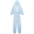 Sp5der Light Blue Graphic Hoodie & Sweatpants Matching Set — hero