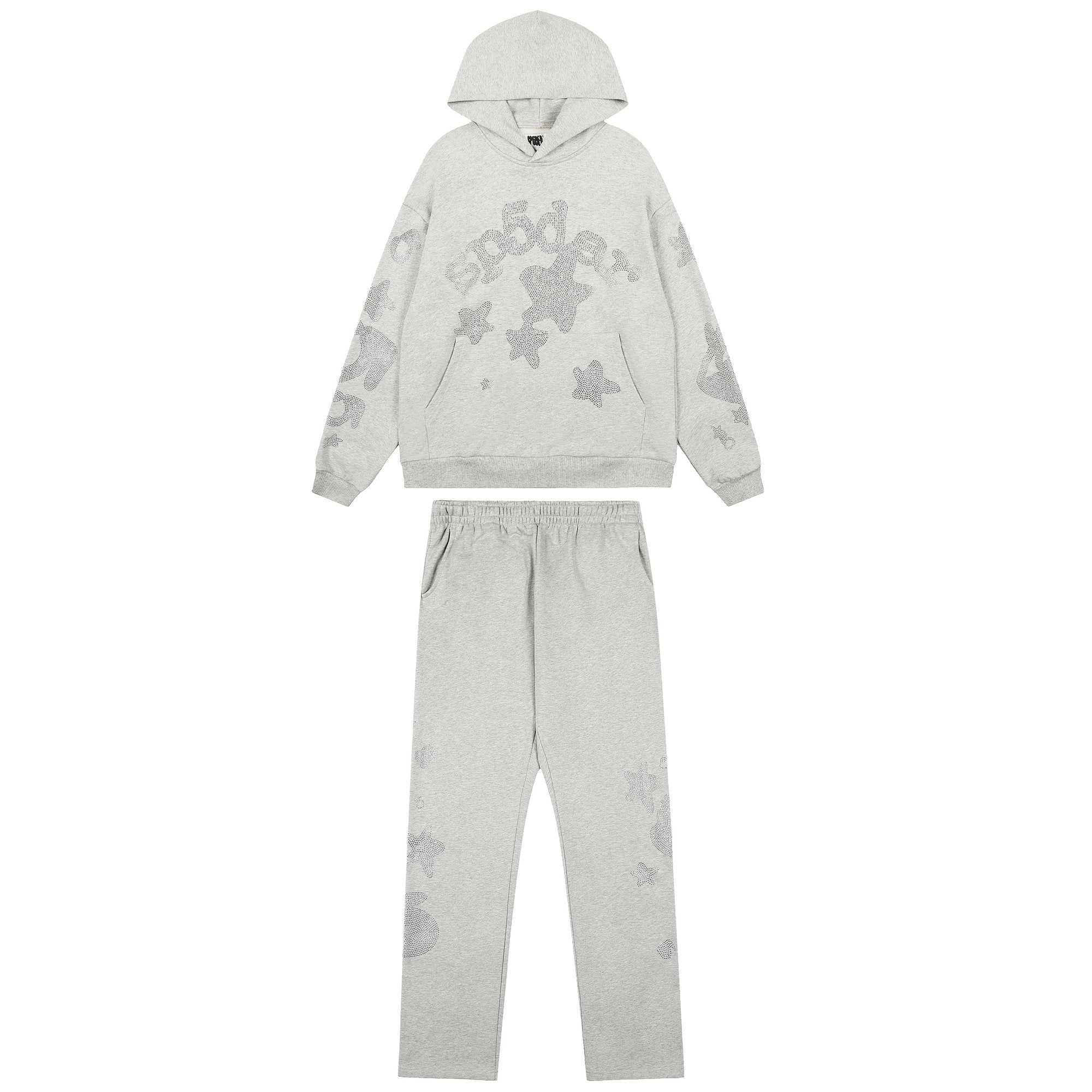 Sp5der Rhinestone Star Hoodie & Sweatpants Matching Set — hero