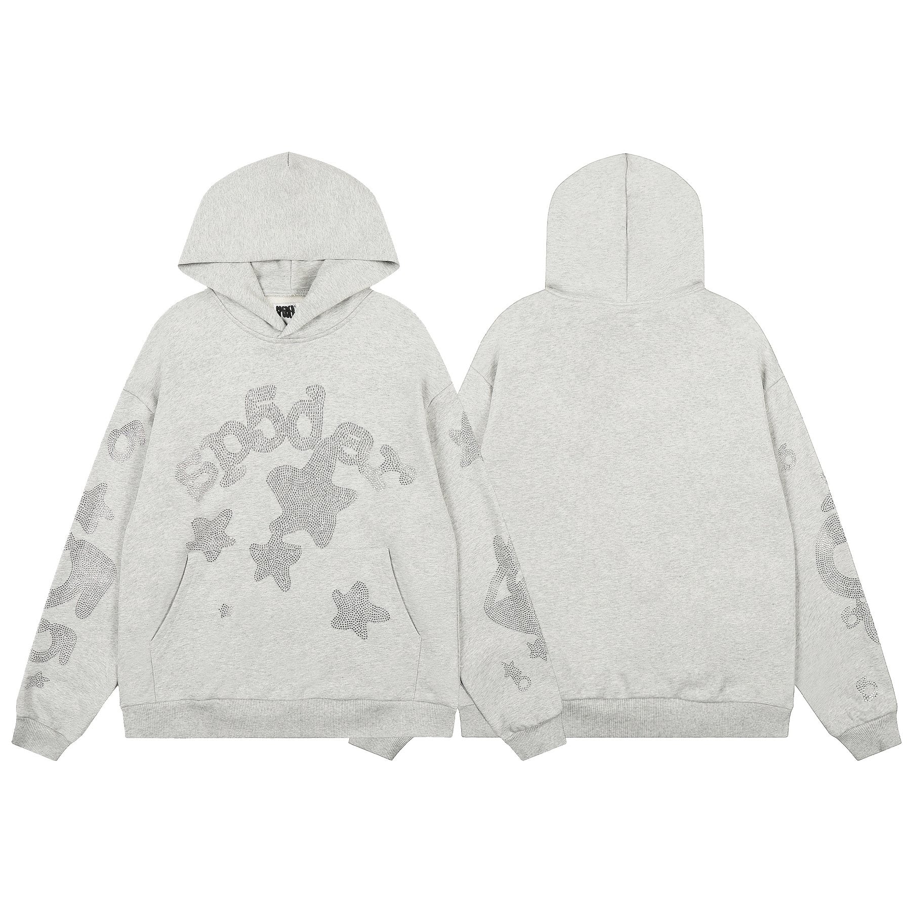 Sp5der Rhinestone Star Hoodie & Sweatpants Matching Set — front