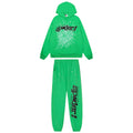 Sp5der Green Web Graphic Hoodie & Pants Matching Set — hero