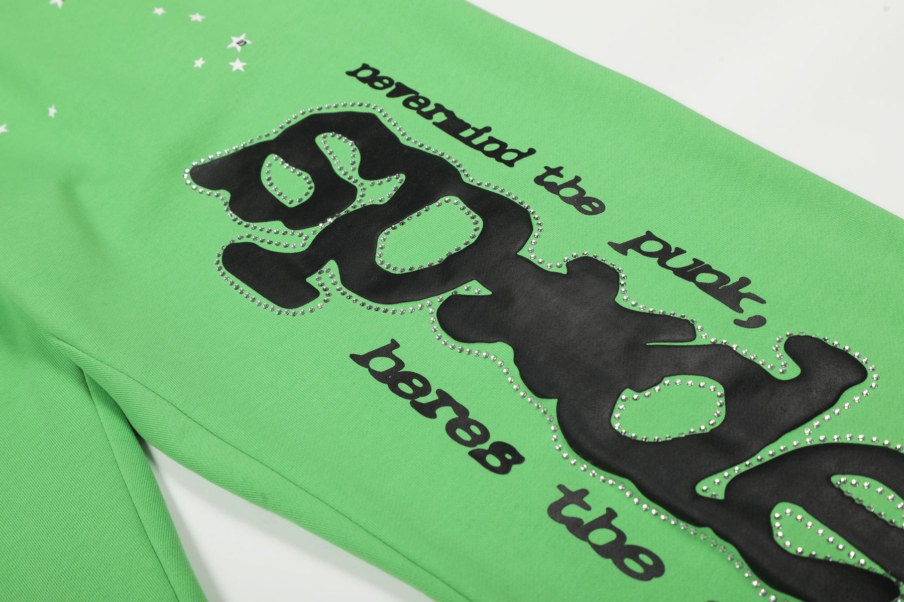 Sp5der Green Web Graphic Hoodie & Pants Matching Set — detail