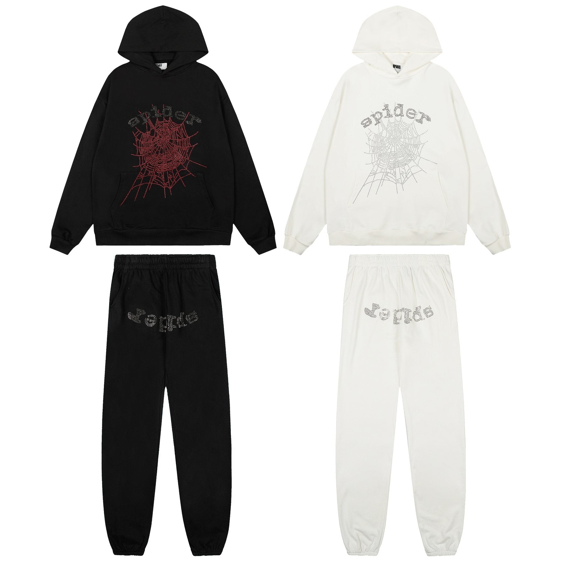 Sp5der Spider Web Graphic Hoodie & Sweatpants Set — comparison