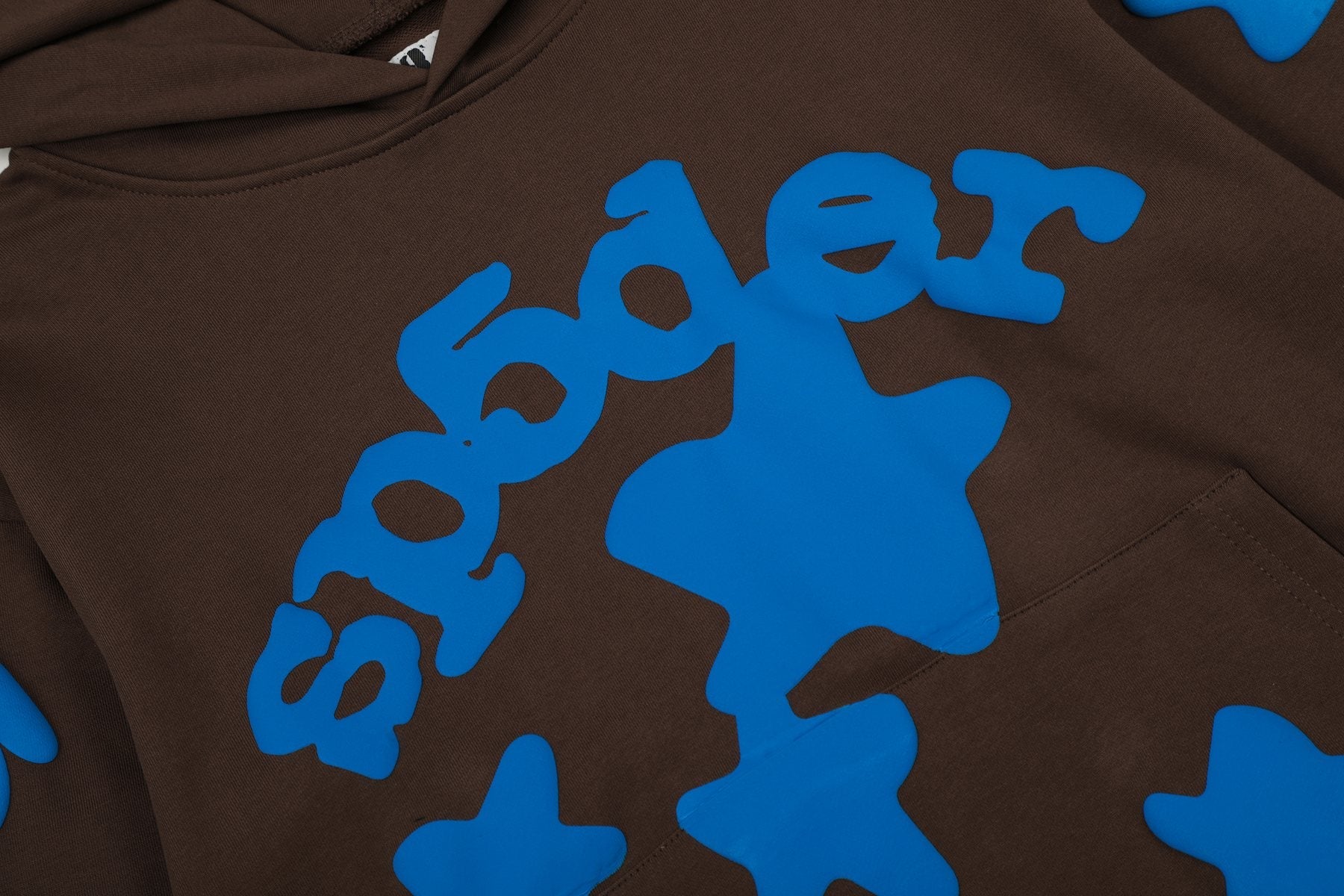 Sp5der Brown Blue Graphic Hoodie & Sweatpants Matching Set — detail