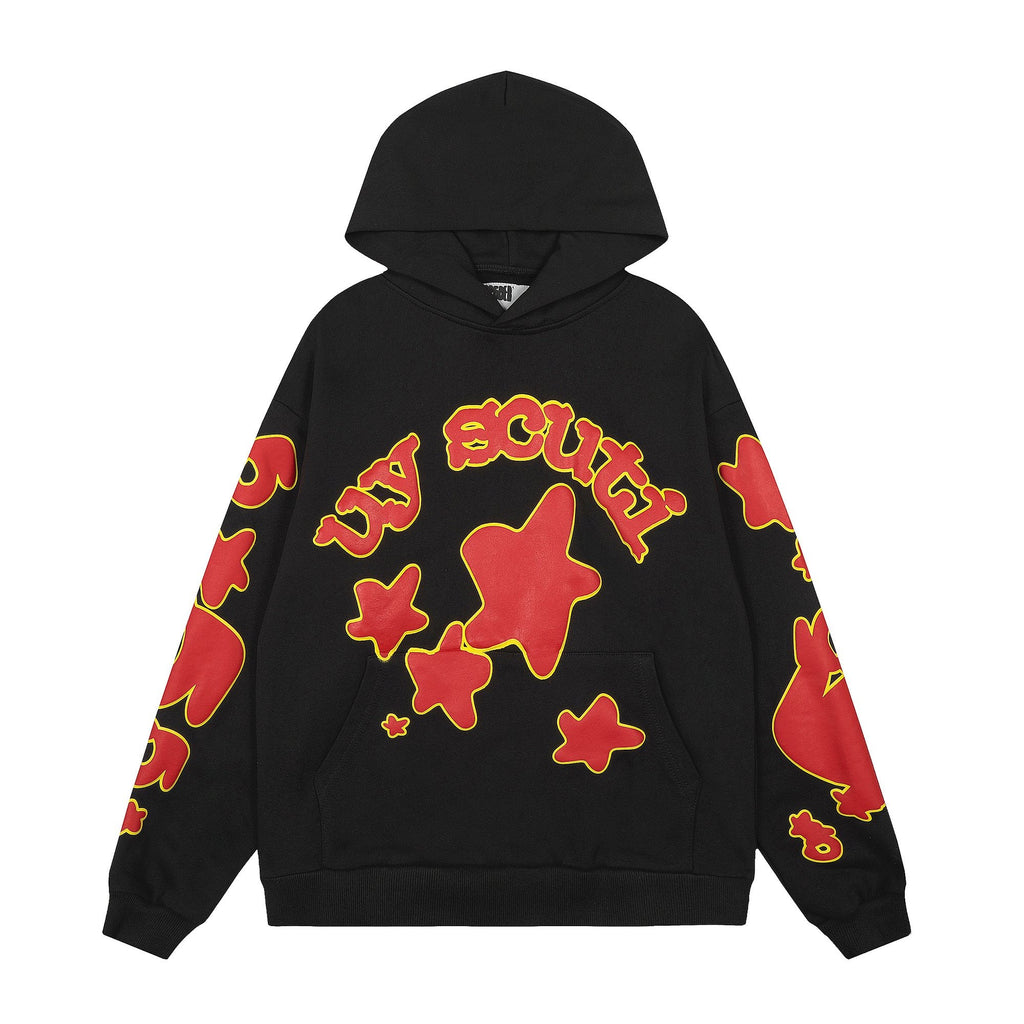 Sp5der Red & Yellow Graphic Hoodie — hero