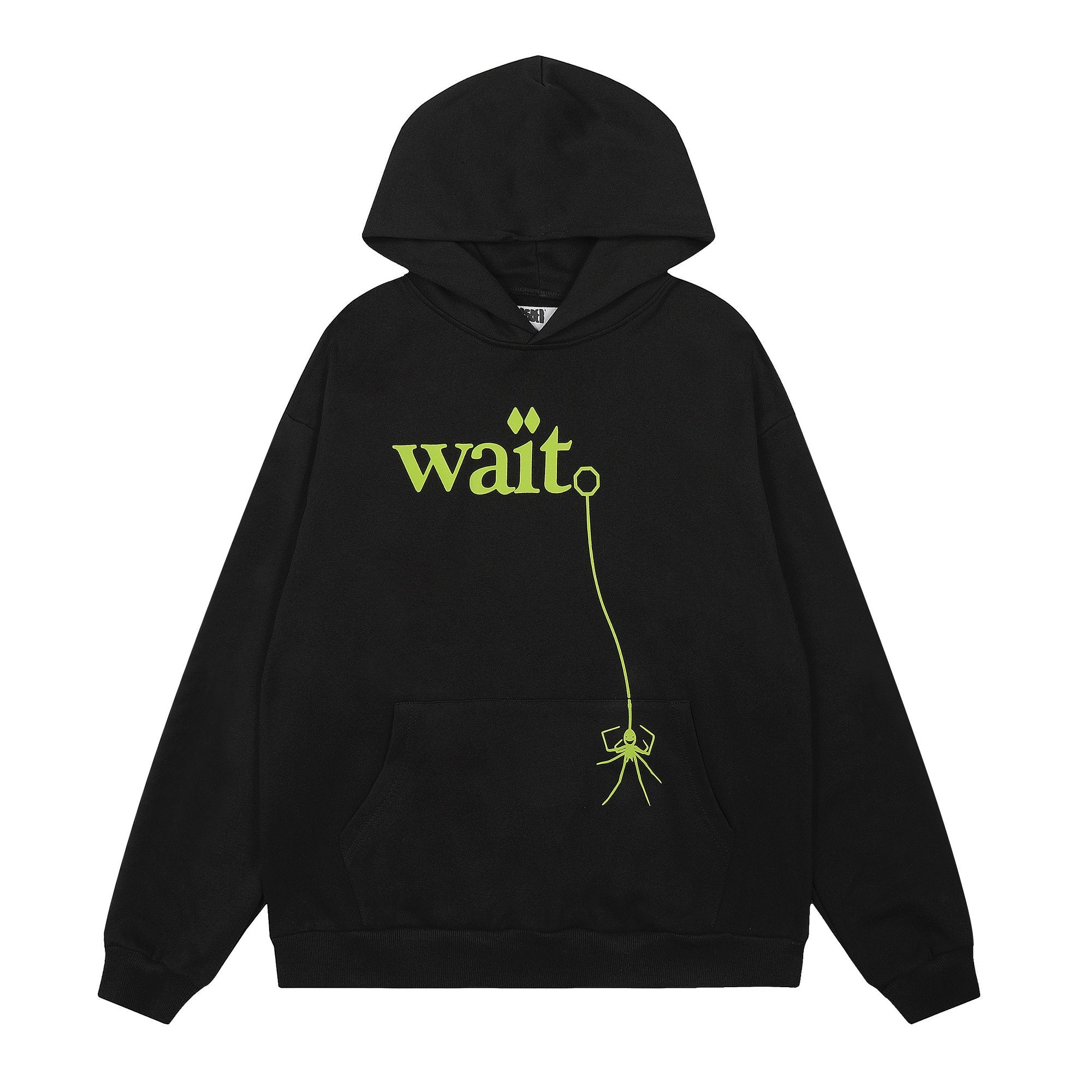 Sp5der Lime Green Web Graphic Pullover Hoodie — hero