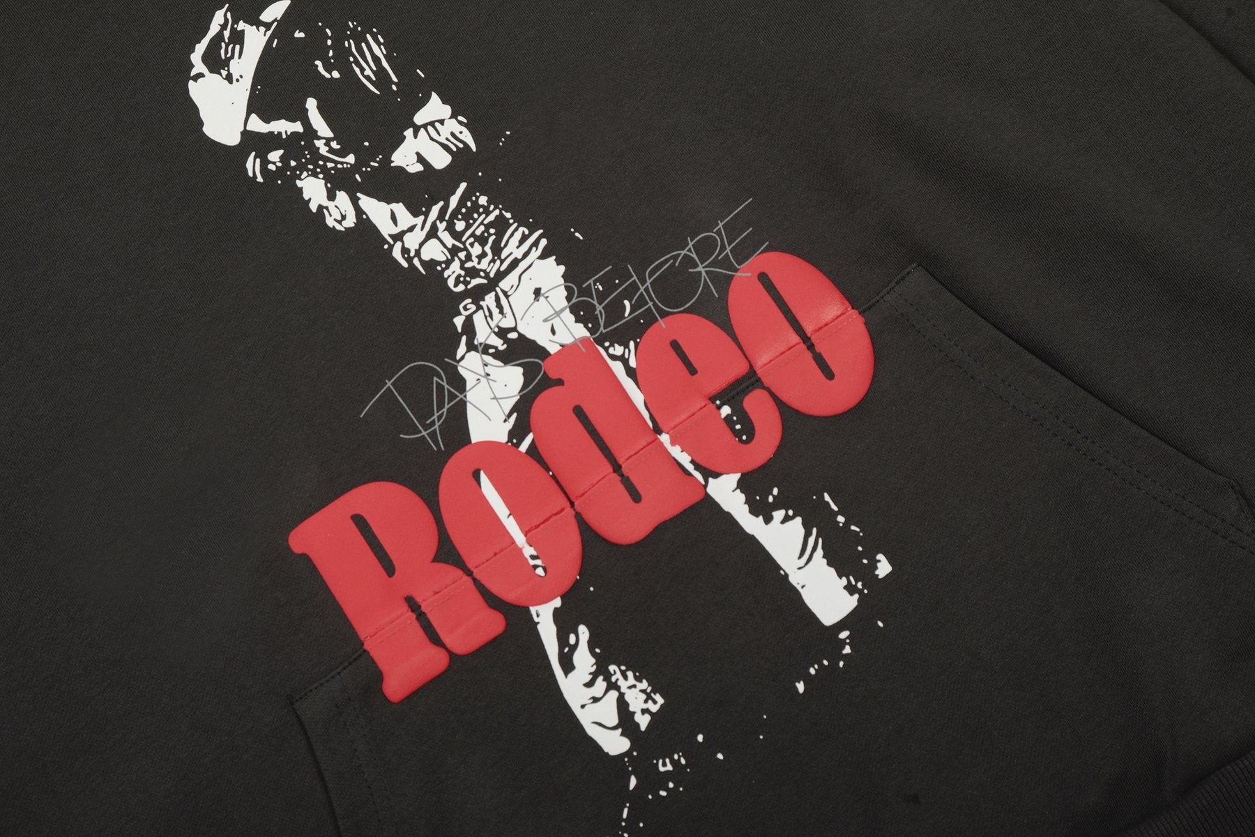 Sp5der Black Graphic Hoodie — detail