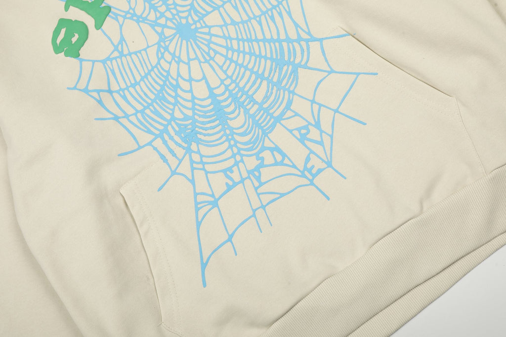 Sp5der Cream Graphic Hoodie & Sweatpants Matching Set — detail
