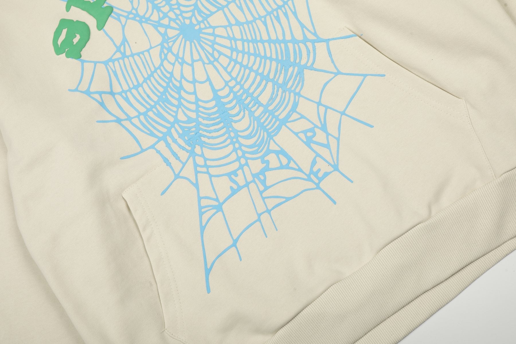 Sp5der Cream Graphic Hoodie & Sweatpants Matching Set — detail