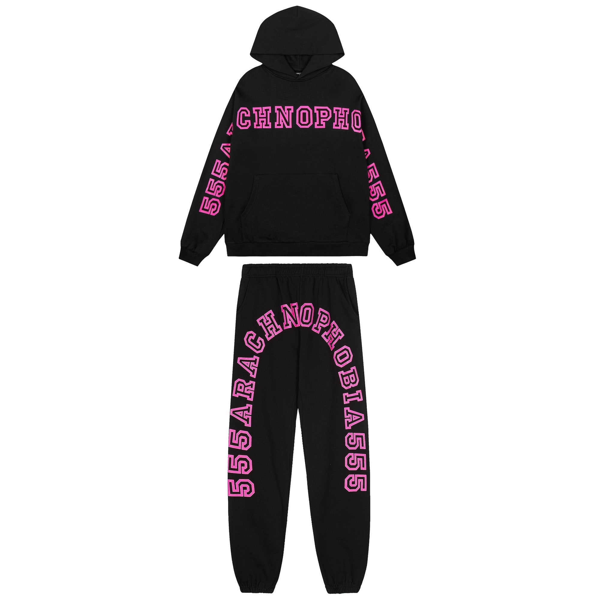 Sp5der Pink Lettering Hoodie & Jogger Matching Set — hero