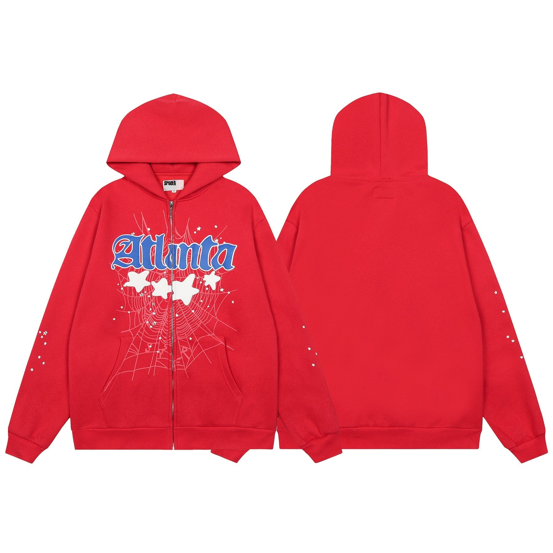 Sp5der Spiderweb Graphic Zip Hoodie & Sweatpants Matching Set — front