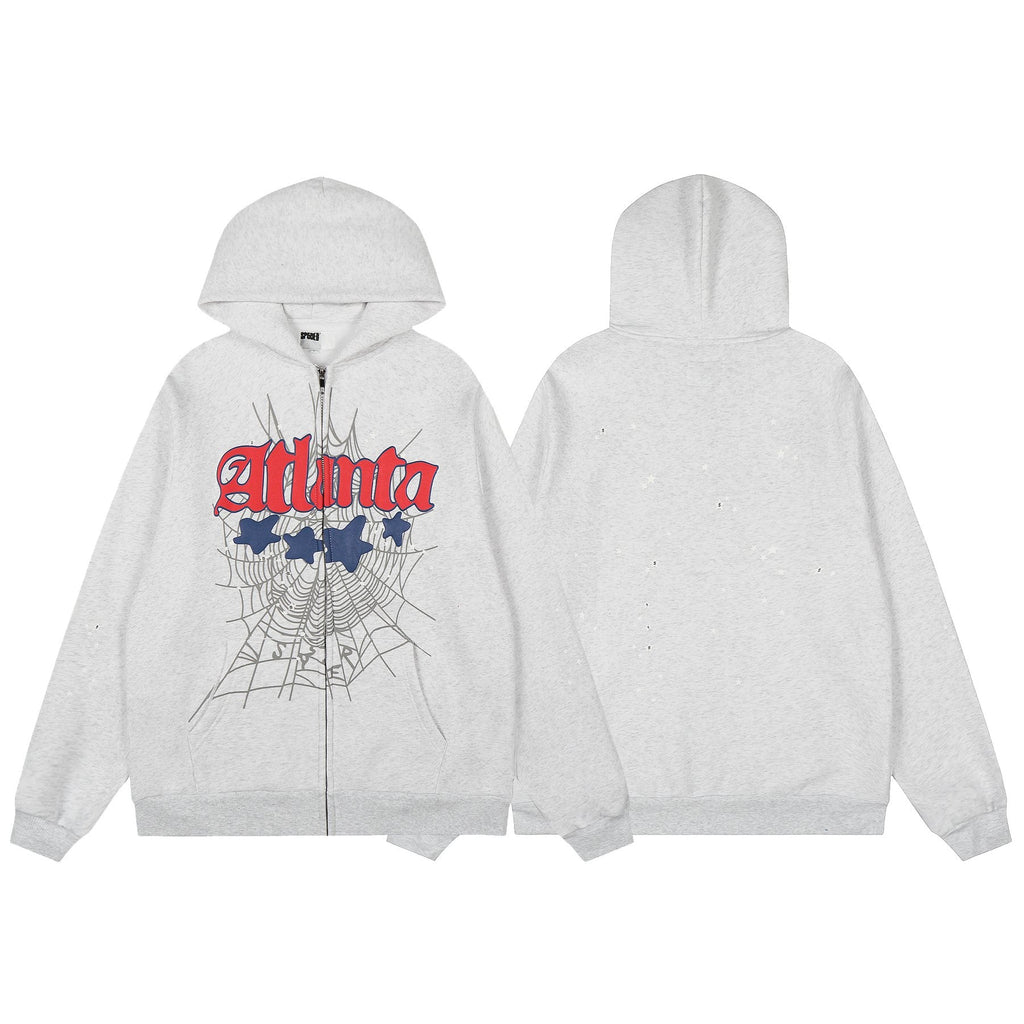 Sp5der Spiderweb Graphic Zip Hoodie & Sweatpants Matching Set — front