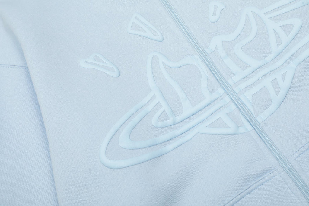 Sp5der Light Blue Tonal Graphic Zip Hoodie & Sweatpants Set — detail