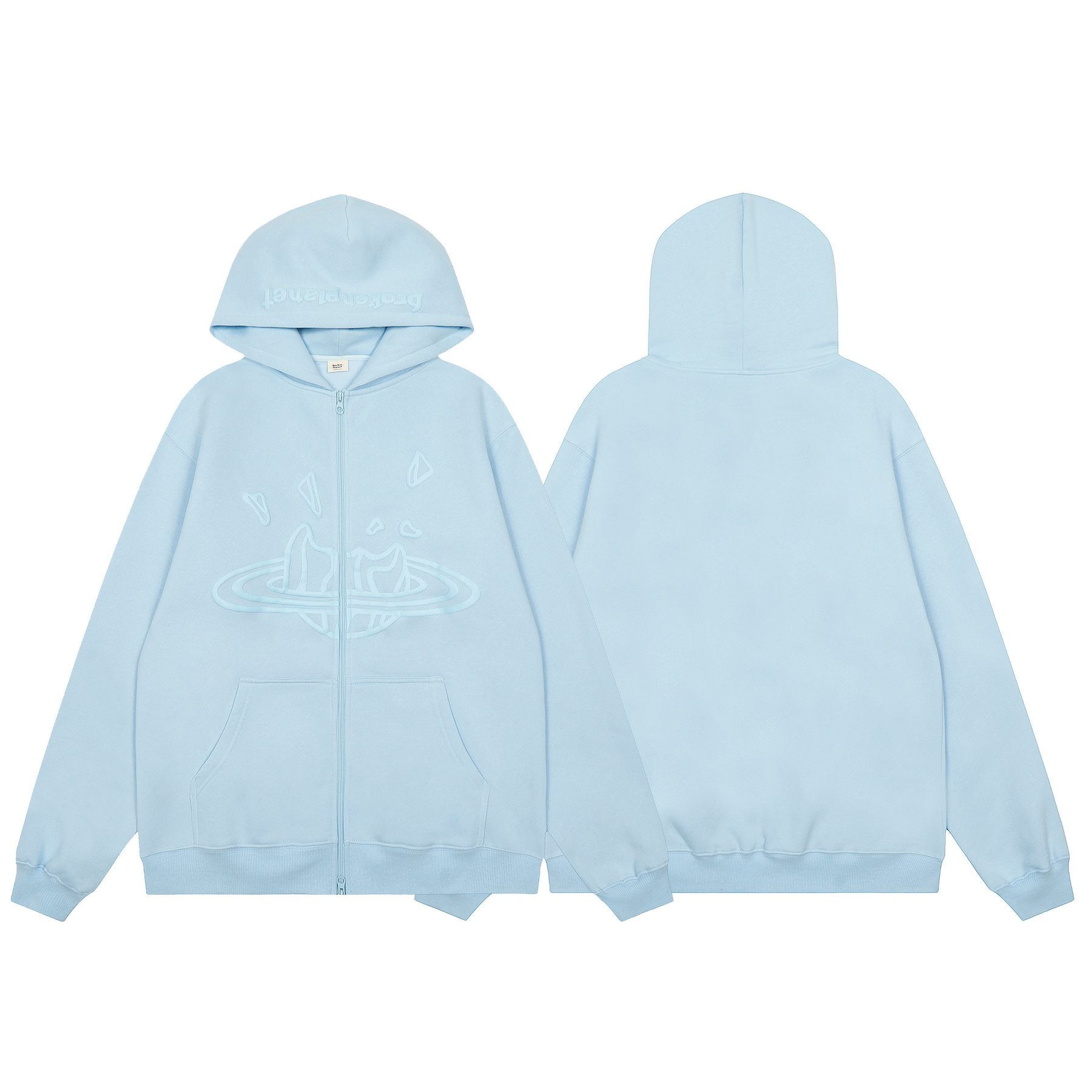 Sp5der Light Blue Tonal Graphic Zip Hoodie & Sweatpants Set — front