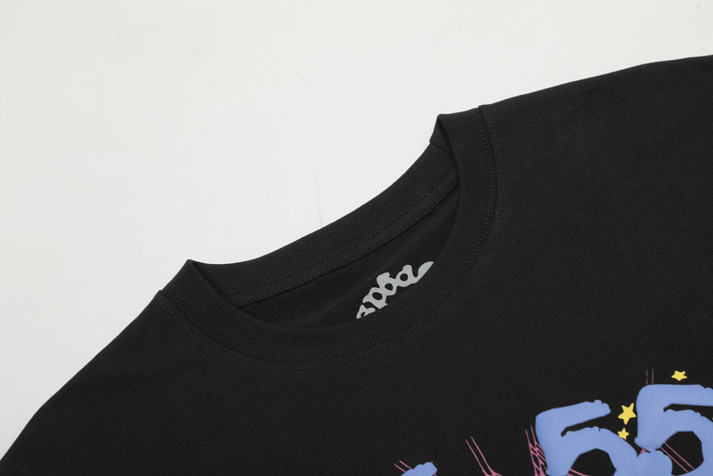 Sp5der 666 Spiderweb Graphic T-Shirt in Black — neck_label